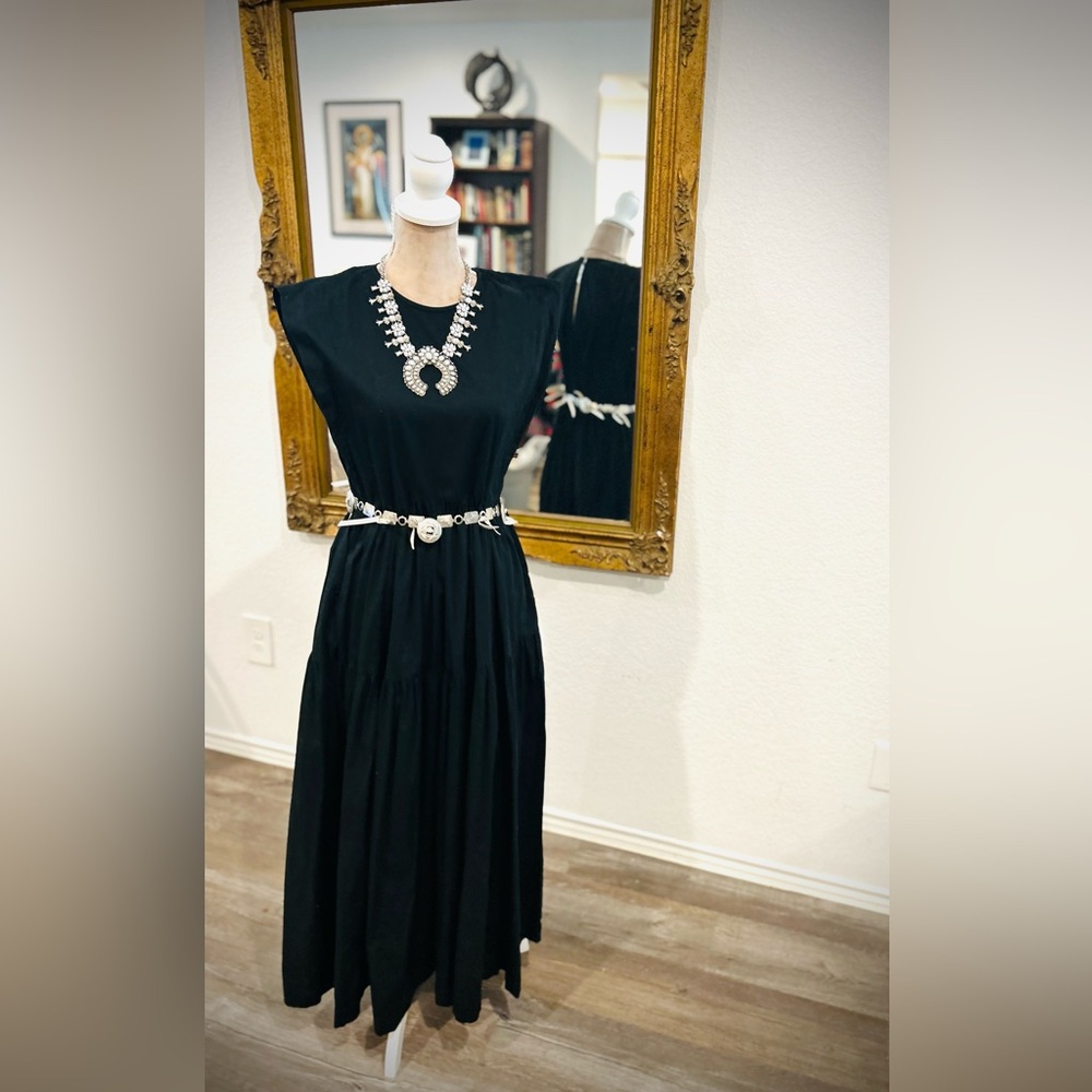 Black Tiered Skirt Maxi Dress Sz M flowy whimsigoth goth witchy vibes Gypsy Y2K